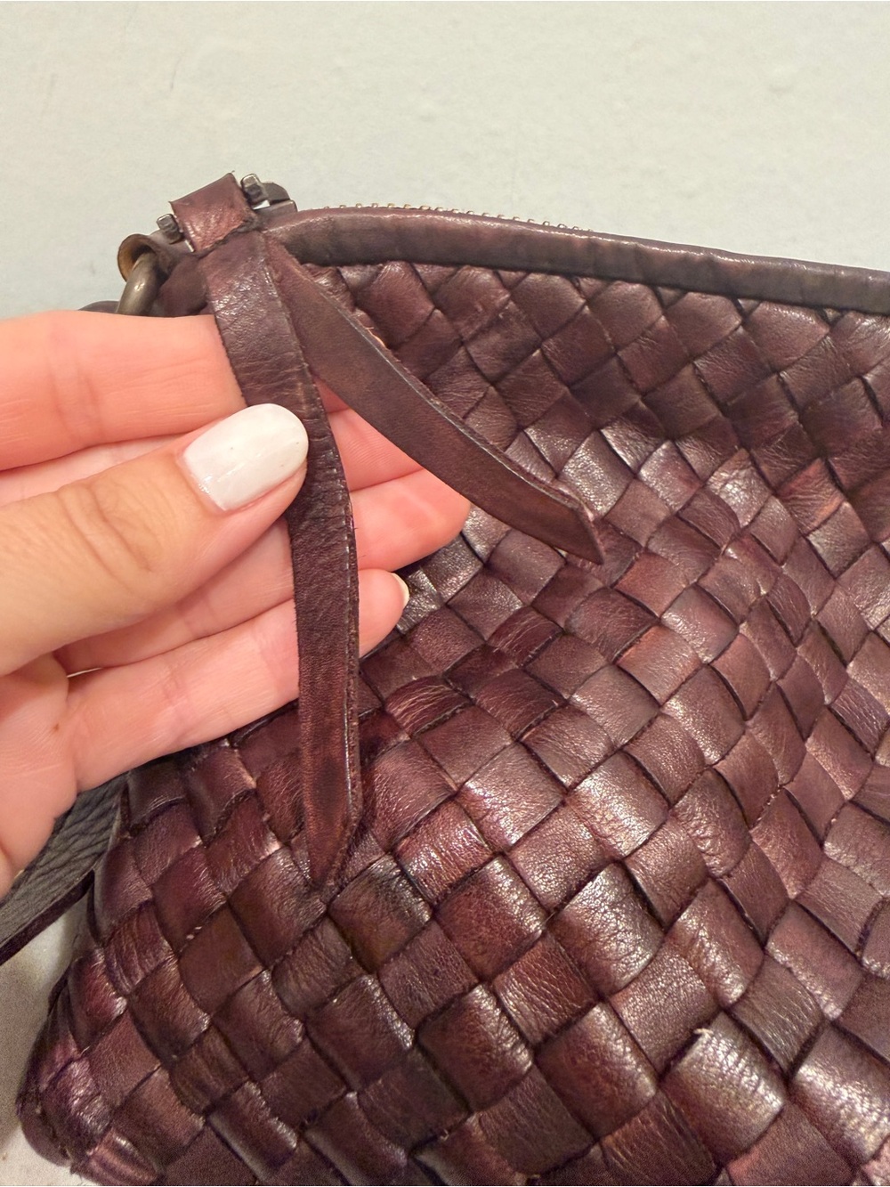 Platania Woven Italian Leather Crossbody Bag in Dark Brown Made in Italy - Picture 9 of 11